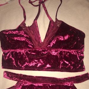 Burgundy Velvet Lingerie/sleep set